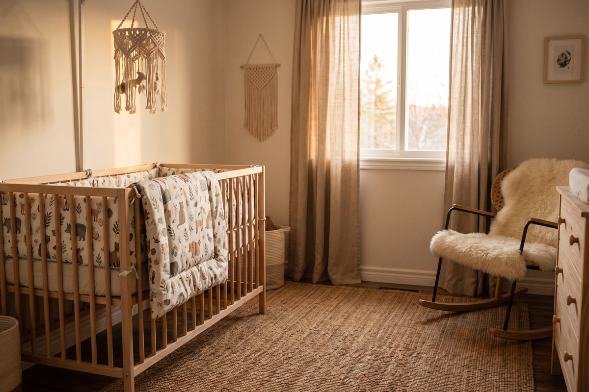 Composer une chambre de bébé autour d'un tour de lit qui a du sens